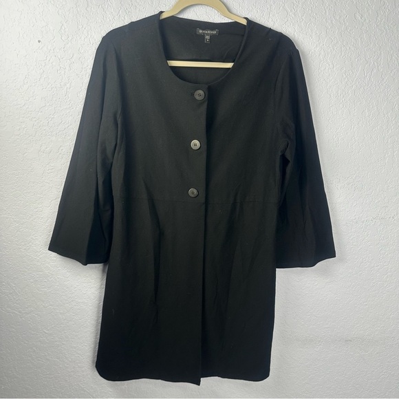Eileen Fisher Black Lightweight Cardigan 3/4 Sleeves Three Buttons Pockets - Picture 1 of 7